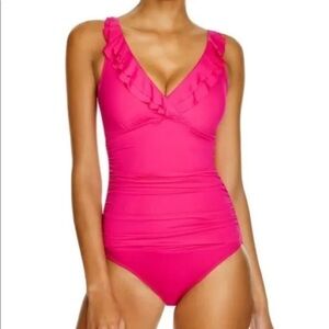 Ralph Lauren Orchid Tummy-Control Underwire Ruffled One-Piece Swimsuit